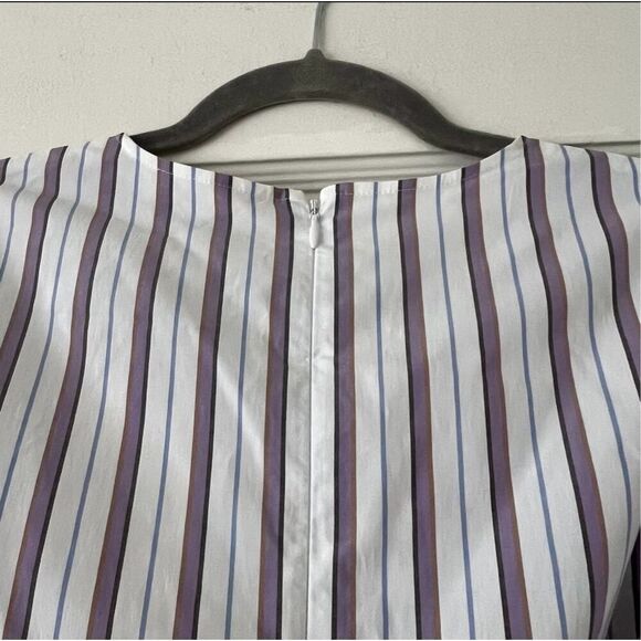 Veronica Beard Seema Stripe Twist Front Blouse in Off White Purple Multi size 8 - Picture 6 of 12